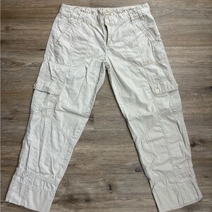 Calvin Klein Jeans Women’s Beige Cotton Cargo Pants Straight Leg Pockets